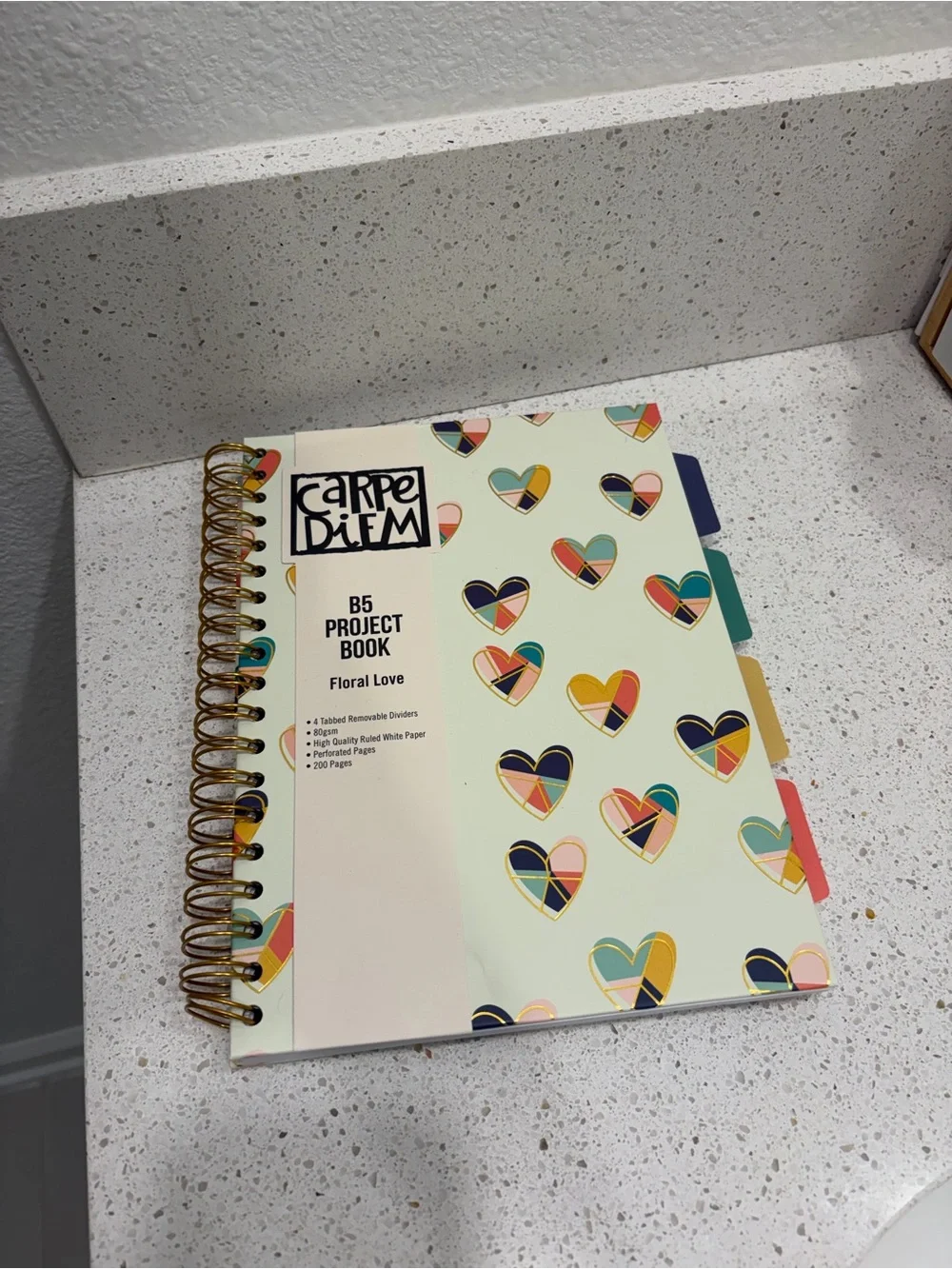 Floral Love B5 Project Book in Cream with Multicolor Hearts Carpe Diem